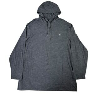 Polo Ralph Lauren Jersey Hooded T-Shirt Mens 2XLT Big Tall Black Long Sleeve NEW